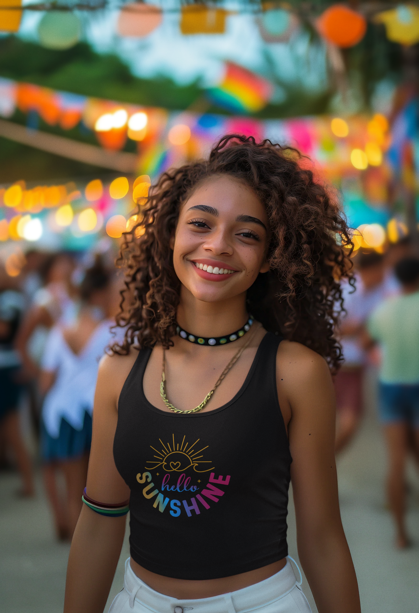 Hello Sunshine Women Crop Tank Top