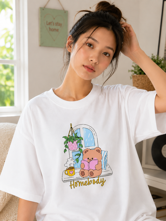 Homebody Teddy Bear Women’s Oversized T-Shirt