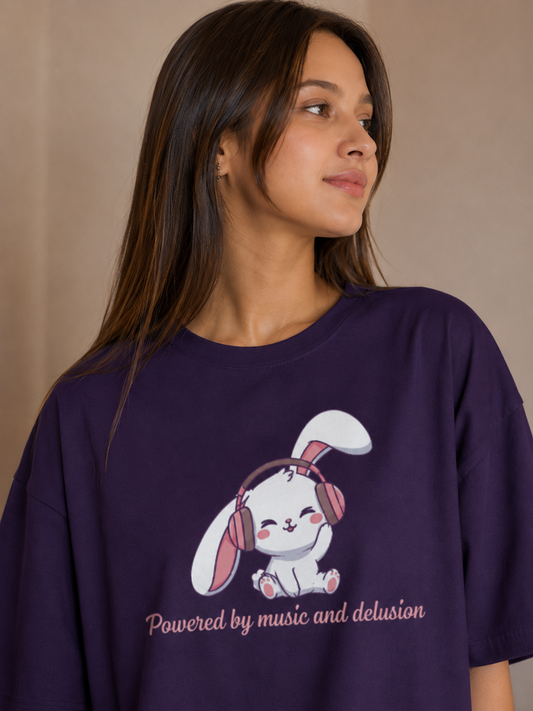 Powered by Music and Delusion Oversized T-Shirt