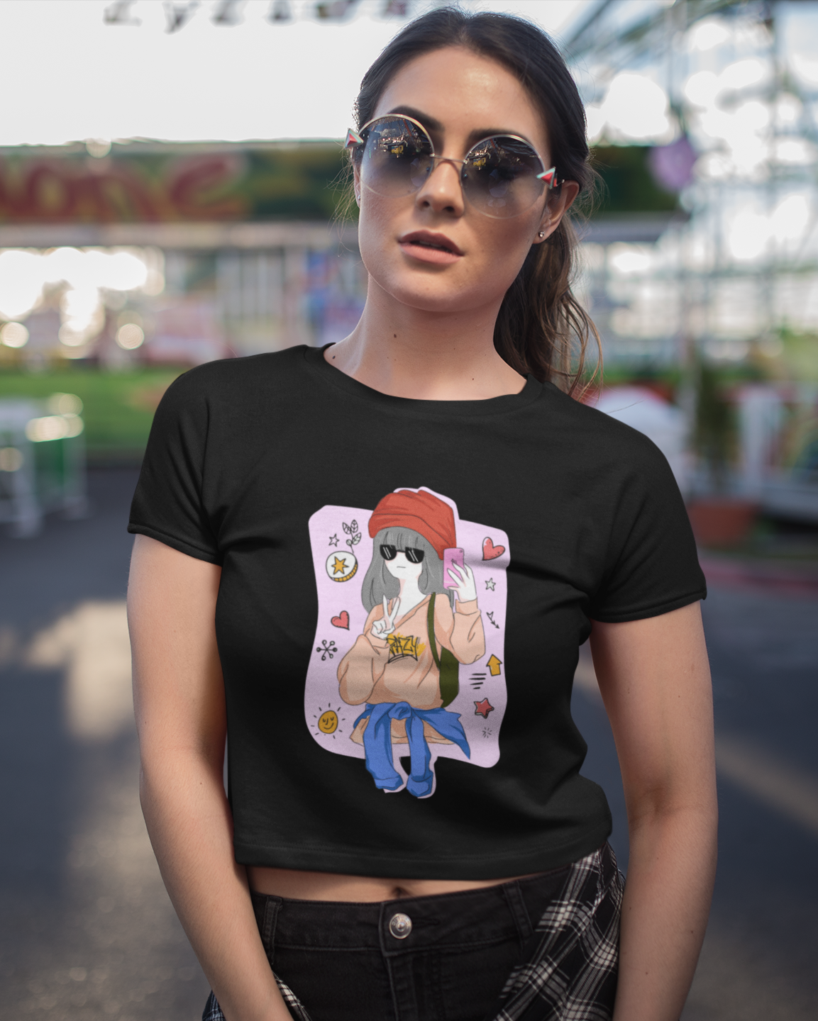 Selfie vibes Crop T-shirt