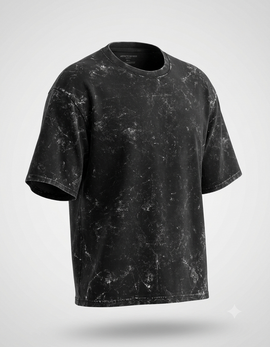 Unisex Acid Washed Oversized Tee - Black
