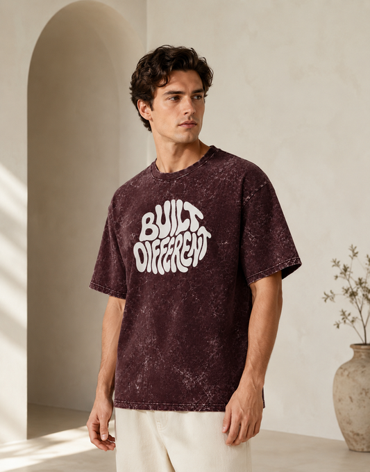 Built Different Unisex Acid Washed Oversized T-shirt