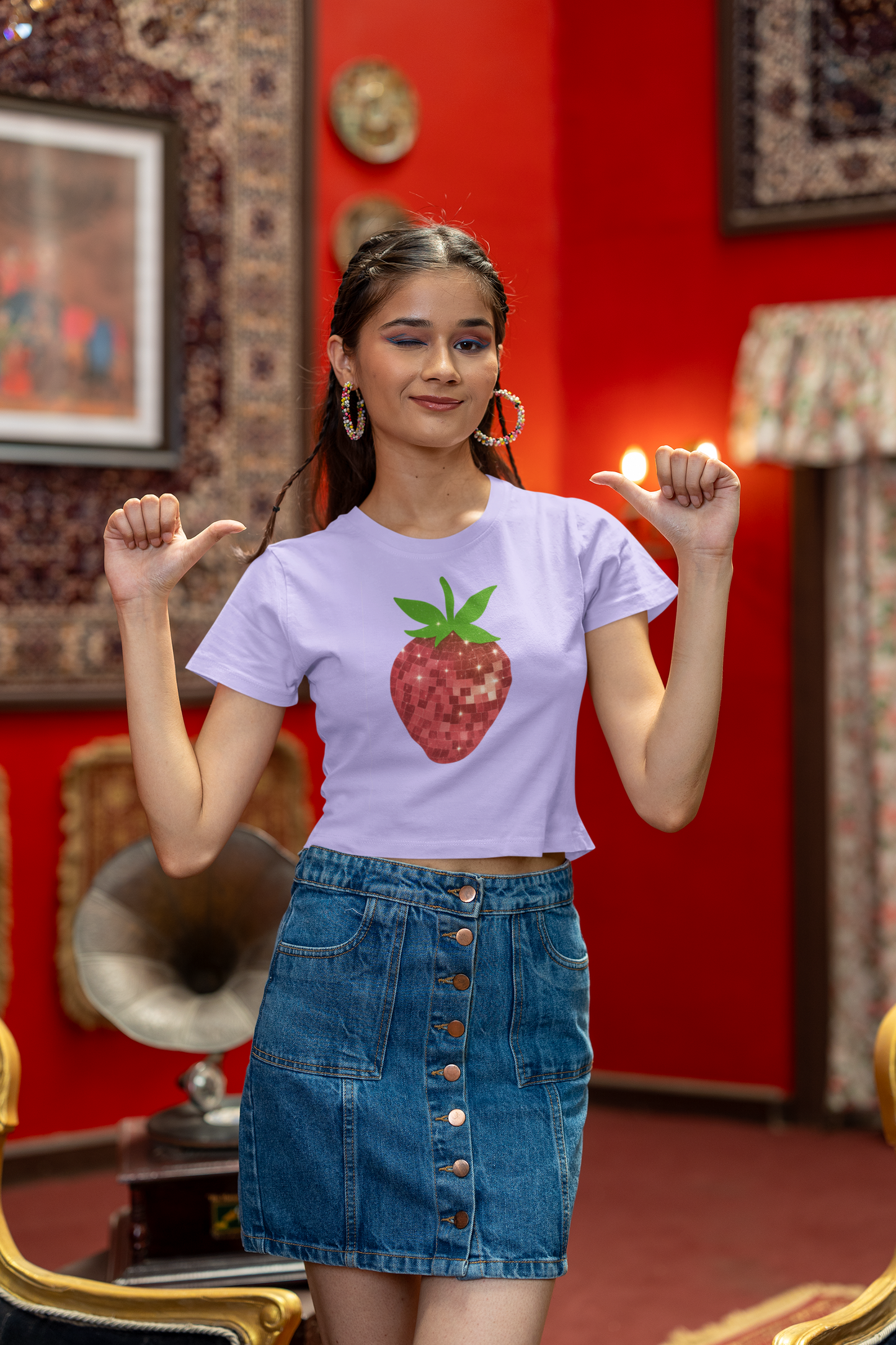 Sparkly Strawberry Crop Top