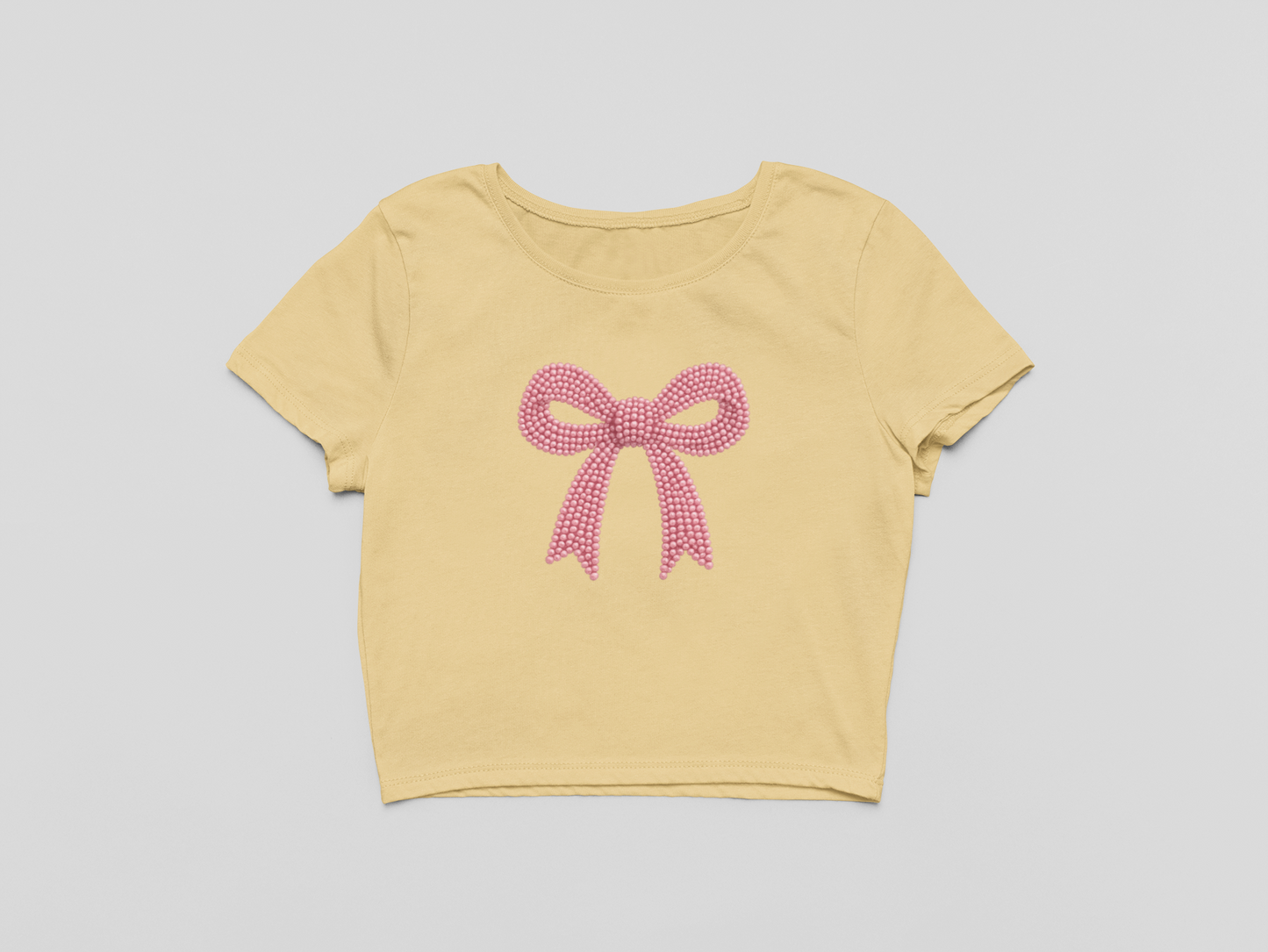 Pink Pearl Bow Crop T-shirt