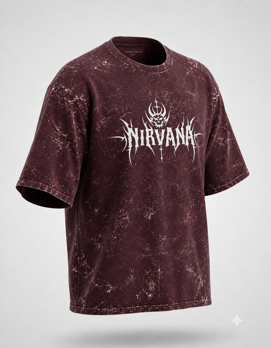 Nirvana Skull Sigil Unisex Acid Washed Oversized Tee
