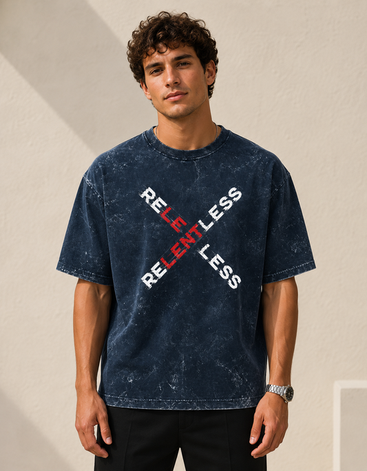 Relentless Unisex Acid Washed Oversized Tee