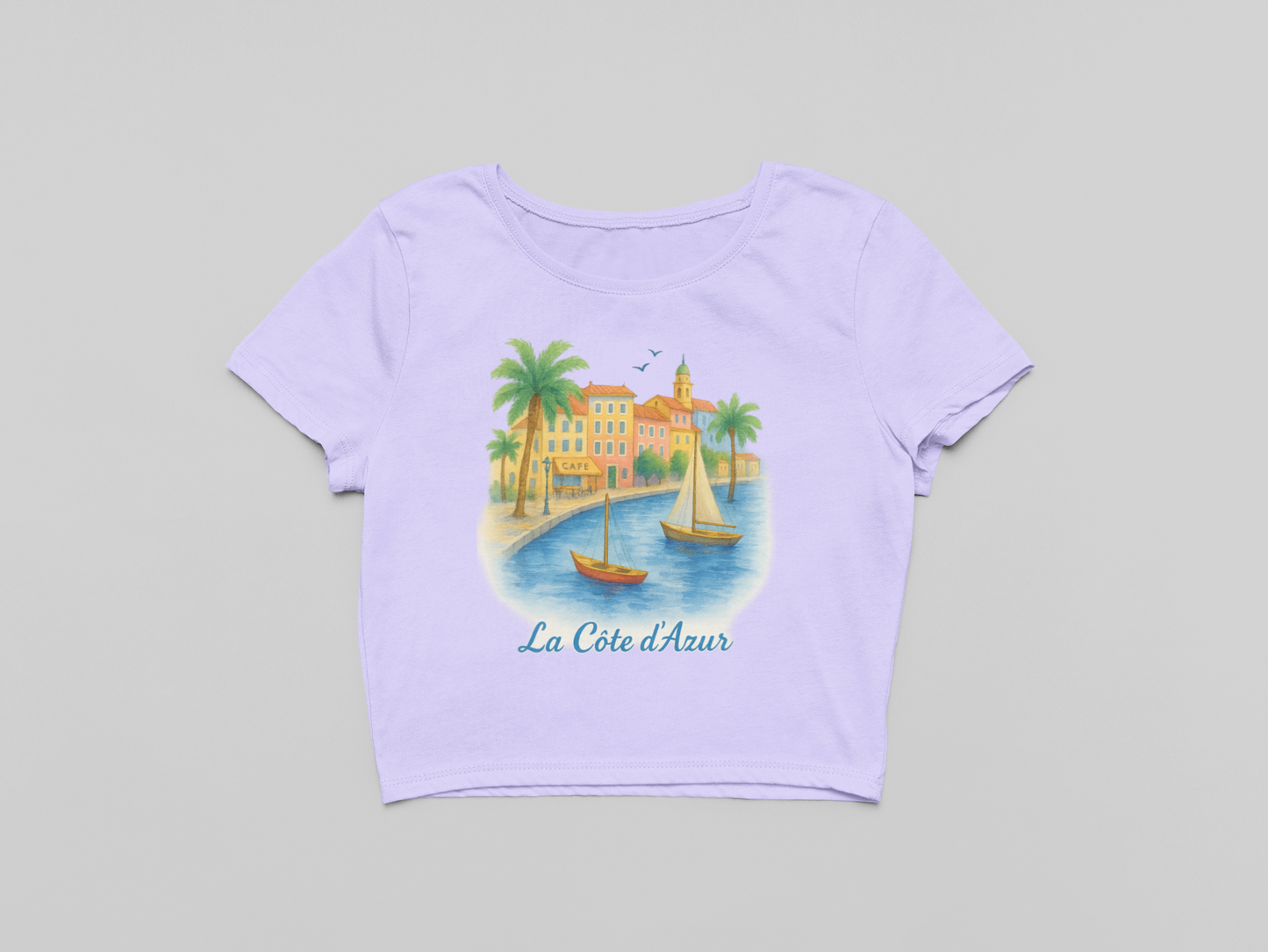 La Côte d’Azur Watercolor Crop Top