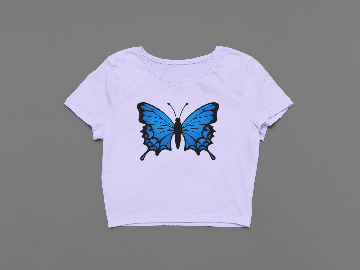 Blue Butterfly Crop Top