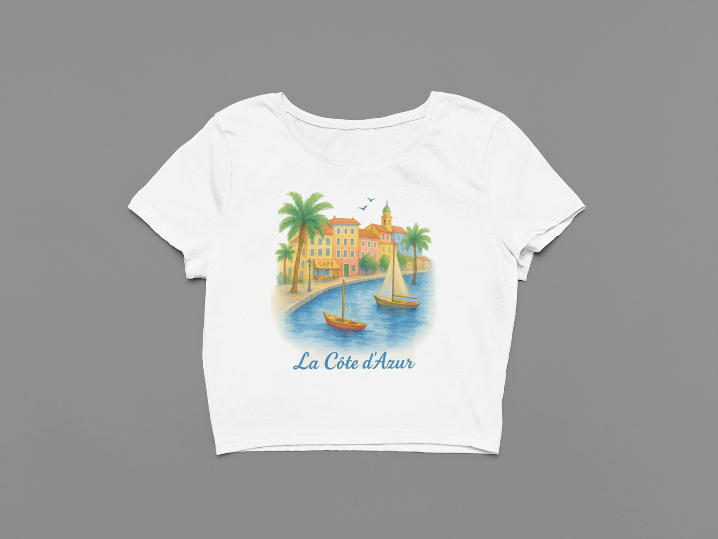 La Côte d’Azur Watercolor Crop Top