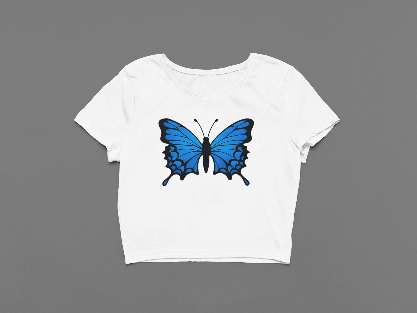 Blue Butterfly Crop Top