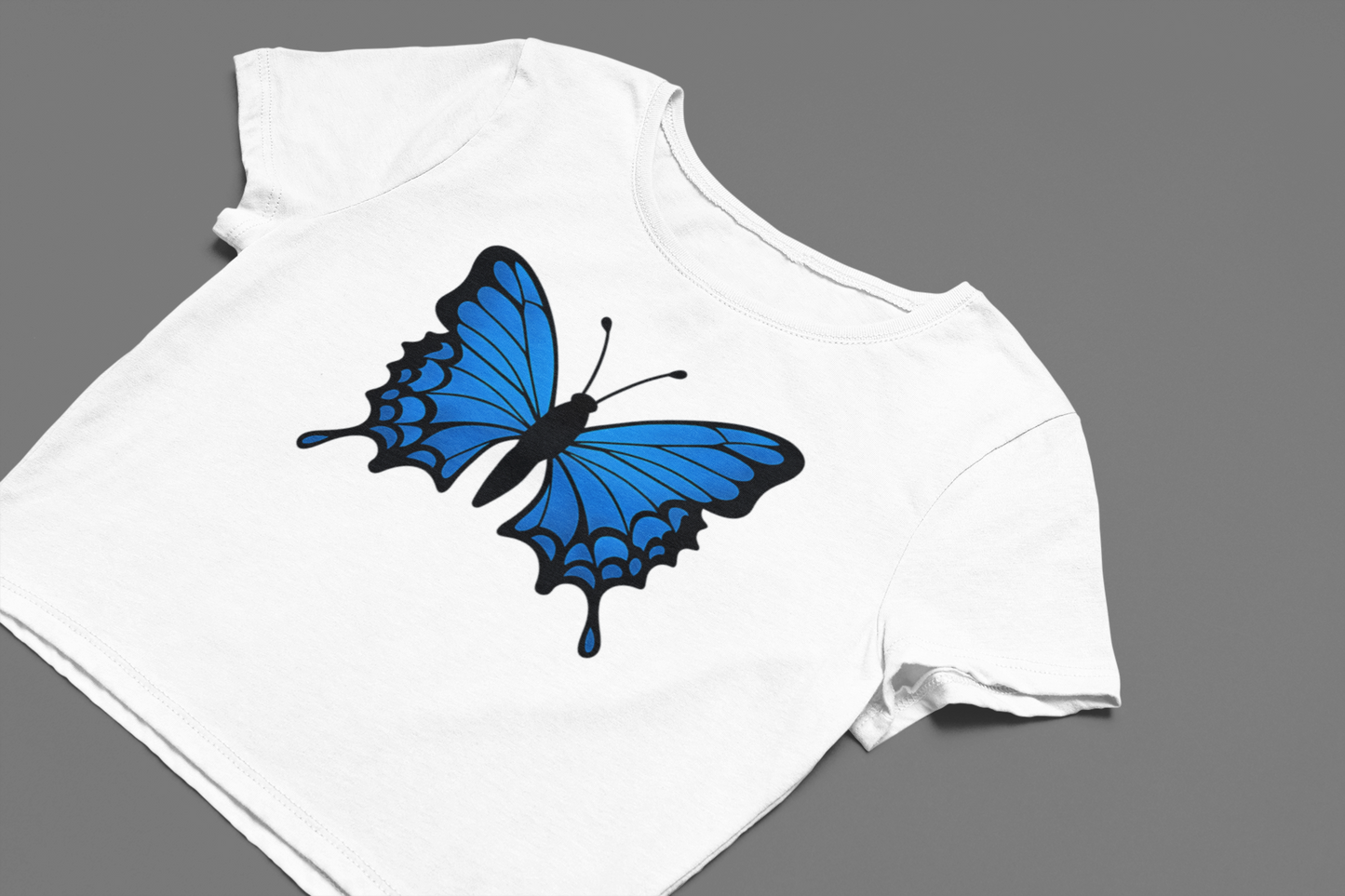 Blue Butterfly Crop Top