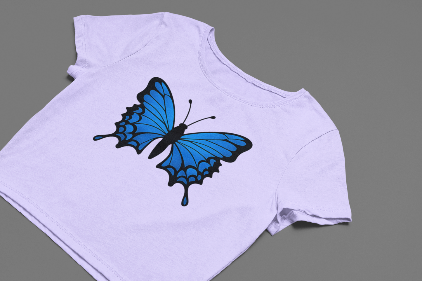 Blue Butterfly Crop Top