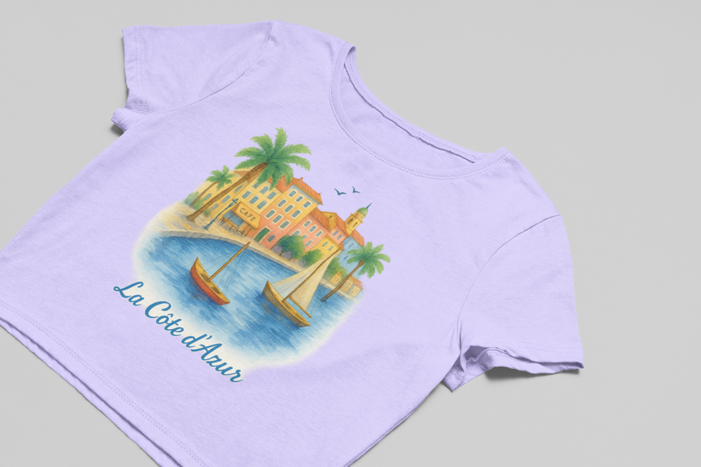 La Côte d’Azur Watercolor Crop Top