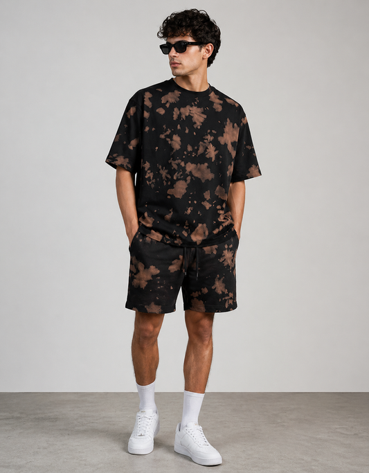 Black & Brown Unisex Tie Dye Shorts