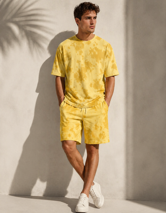 Yellow Unisex Tie Dye Shorts