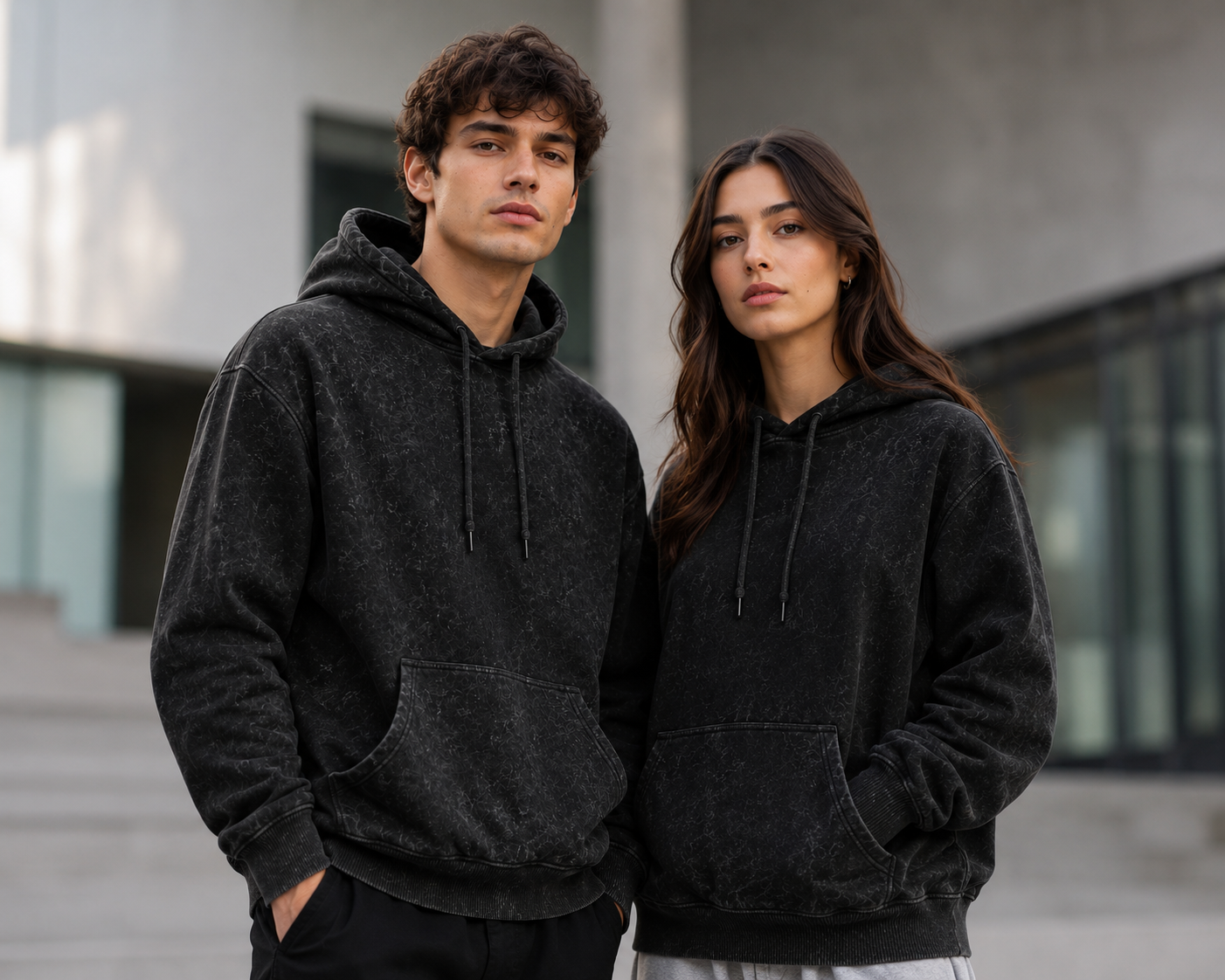 Black Unisex Acid Wash Hoodie