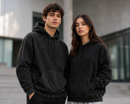 Black Unisex Acid Wash Hoodie