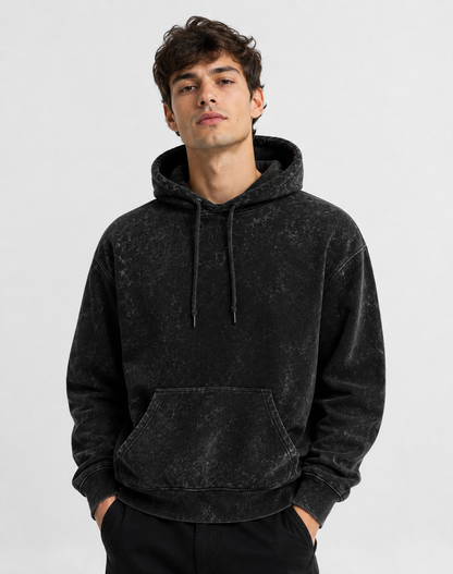 Black Unisex Acid Wash Hoodie