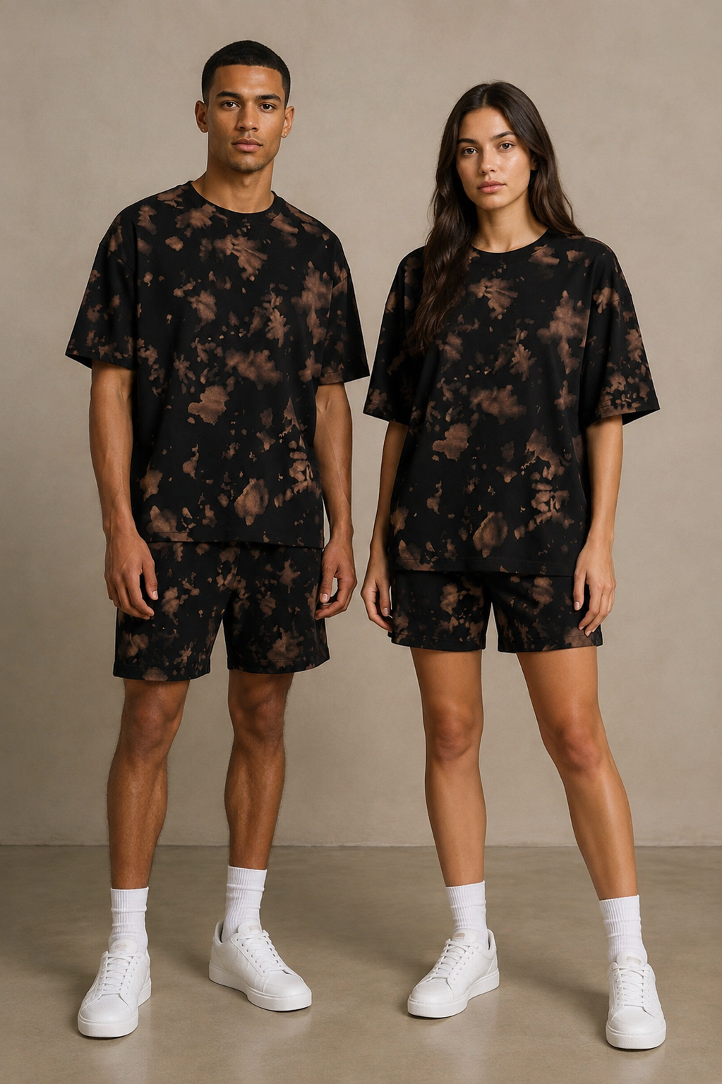 Black & Brown Unisex Tie Dye Oversized Co-ord Set
