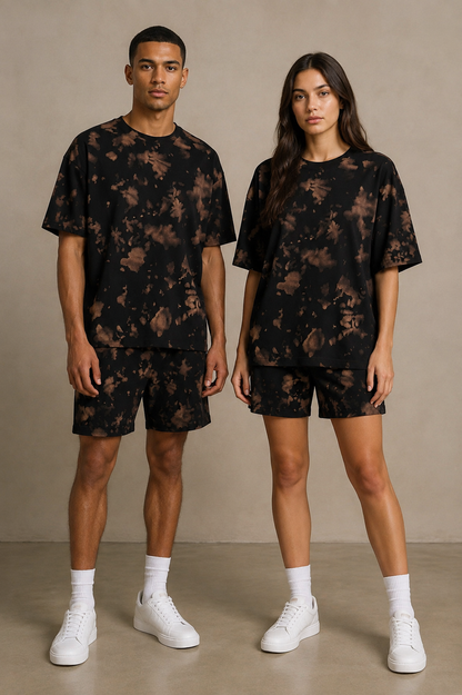 Black & Brown Unisex Tie Dye Oversized Co-ord Set