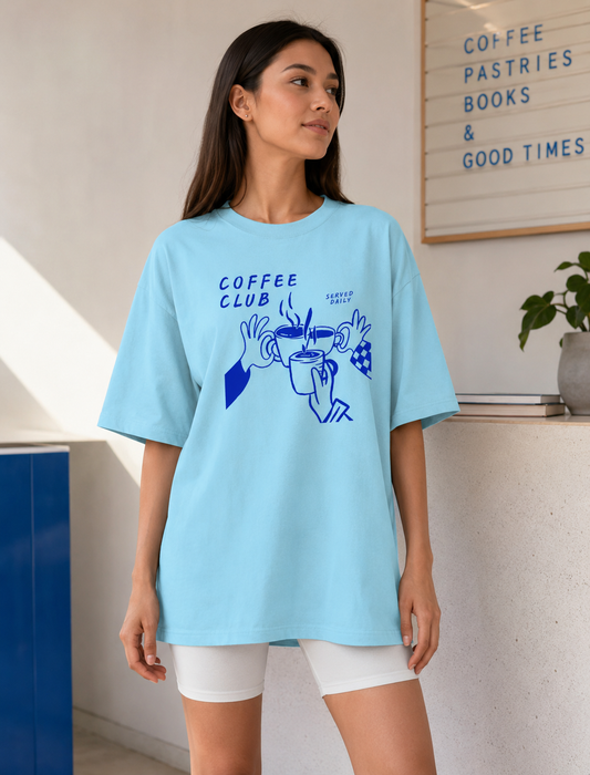 Coffee Club Streetwear Oversized Graphic T-Shirt
