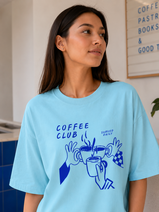 Coffee Club Streetwear Oversized Graphic T-Shirt