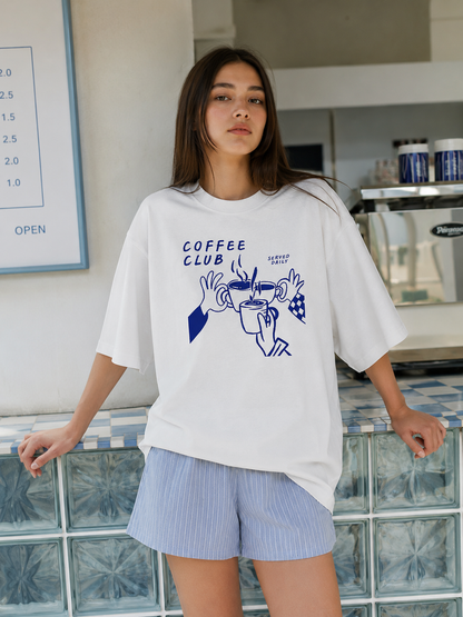 Coffee Club Streetwear Oversized Graphic T-Shirt