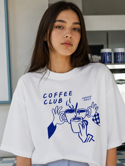 Coffee Club Streetwear Oversized Graphic T-Shirt