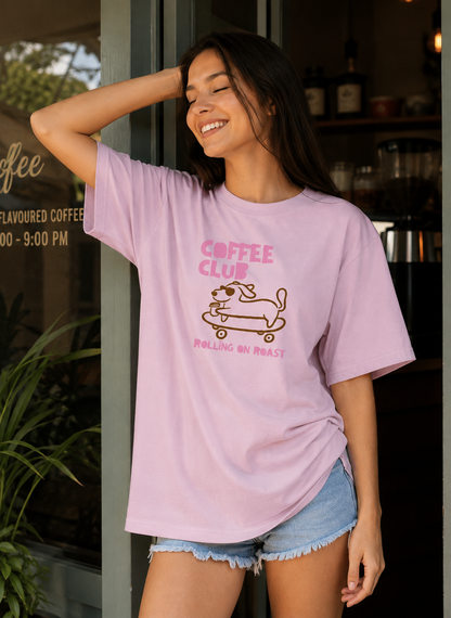 Coffee Club – Rolling on Roast Oversized T-Shirt