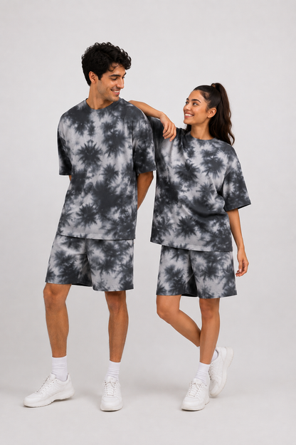 Black & White Unisex Tie Dye Oversized Co-ord set