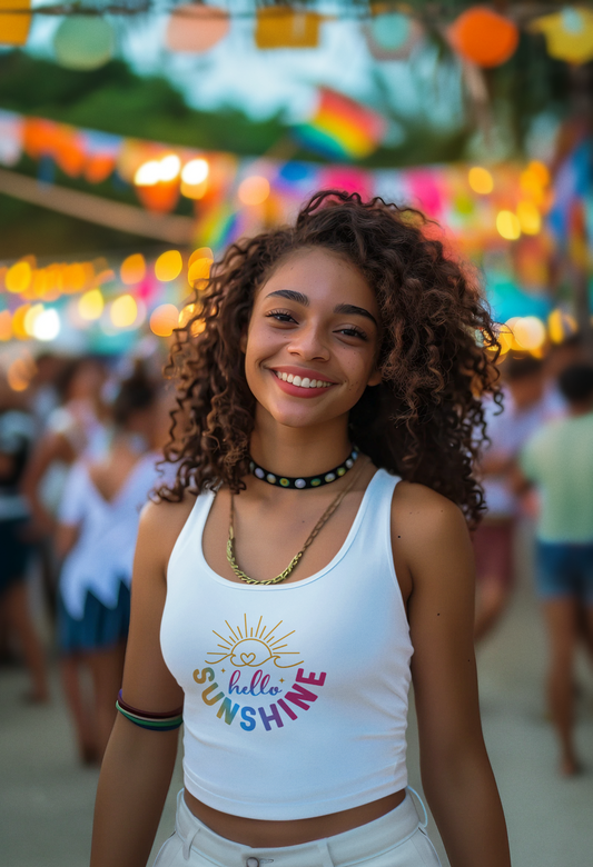 Hello Sunshine Women Crop Tank Top