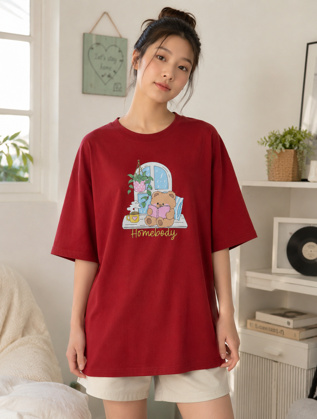Homebody Teddy Bear Women’s Oversized T-Shirt