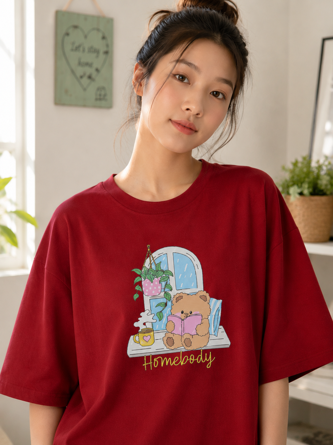 Homebody Teddy Bear Women’s Oversized T-Shirt