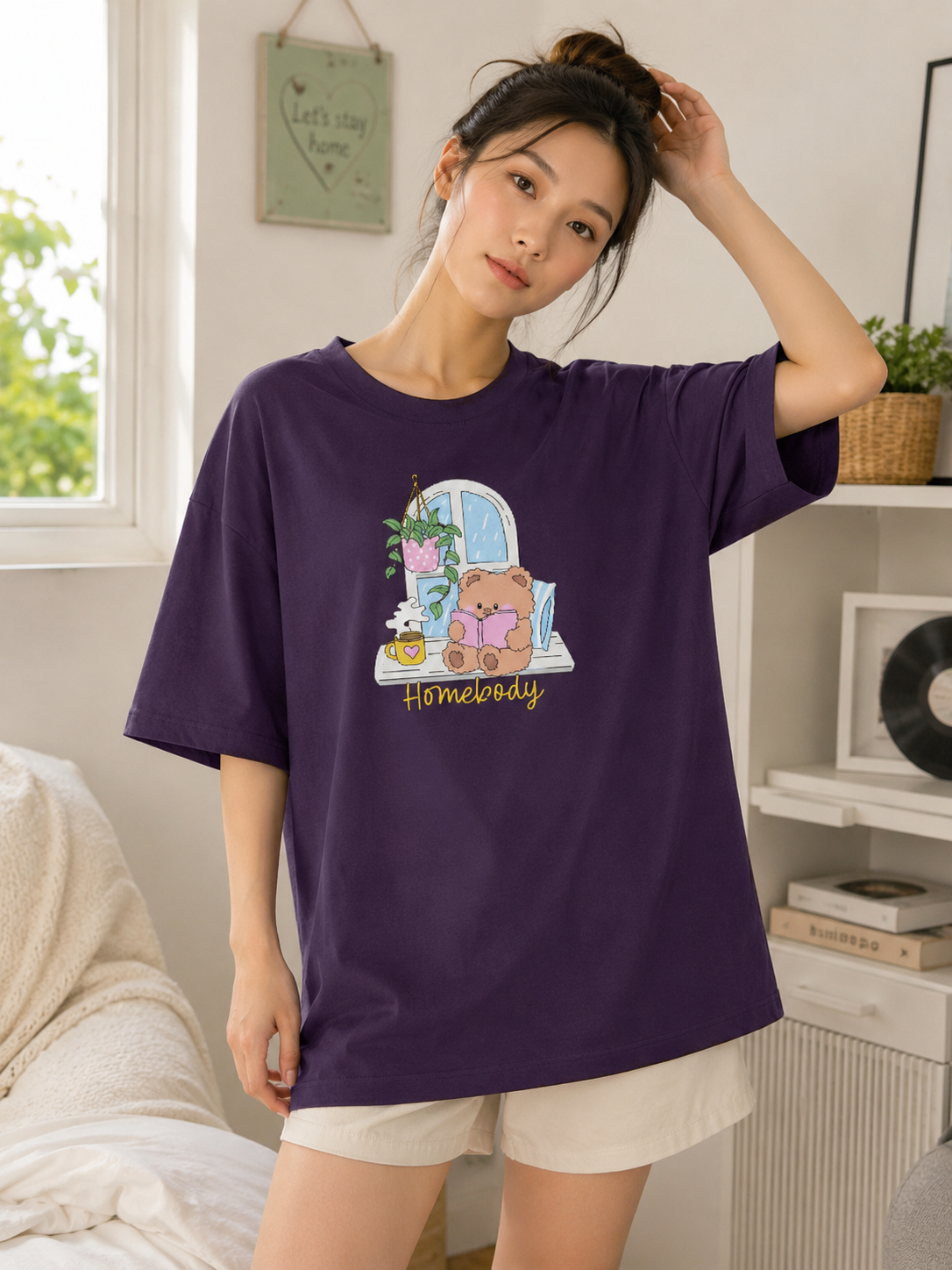 Homebody Teddy Bear Women’s Oversized T-Shirt