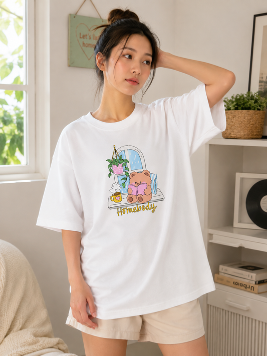 Homebody Teddy Bear Women’s Oversized T-Shirt