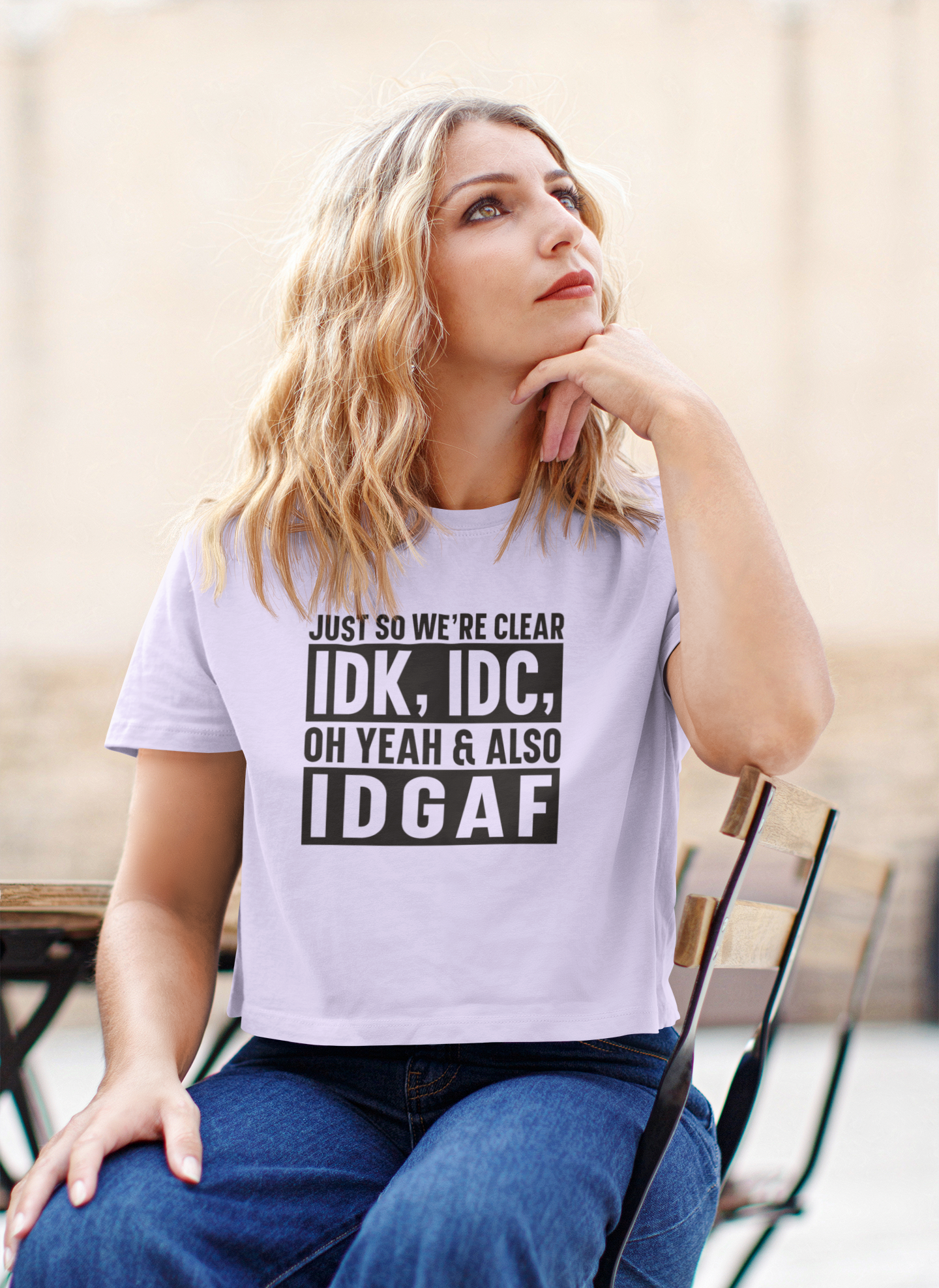 IDK, IDC, IDGAF Crop T-shirt