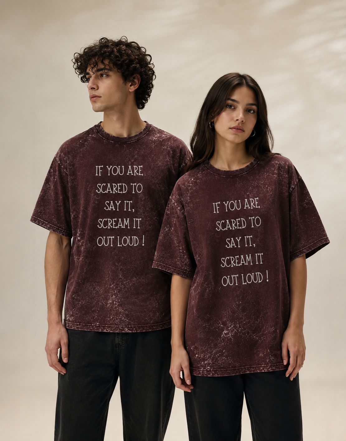 Scream It Out Loud Unisex Acid Washed Oversized T-shirt