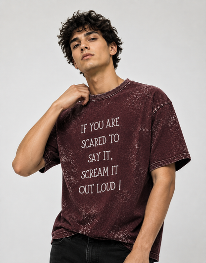 Scream It Out Loud Unisex Acid Washed Oversized T-shirt