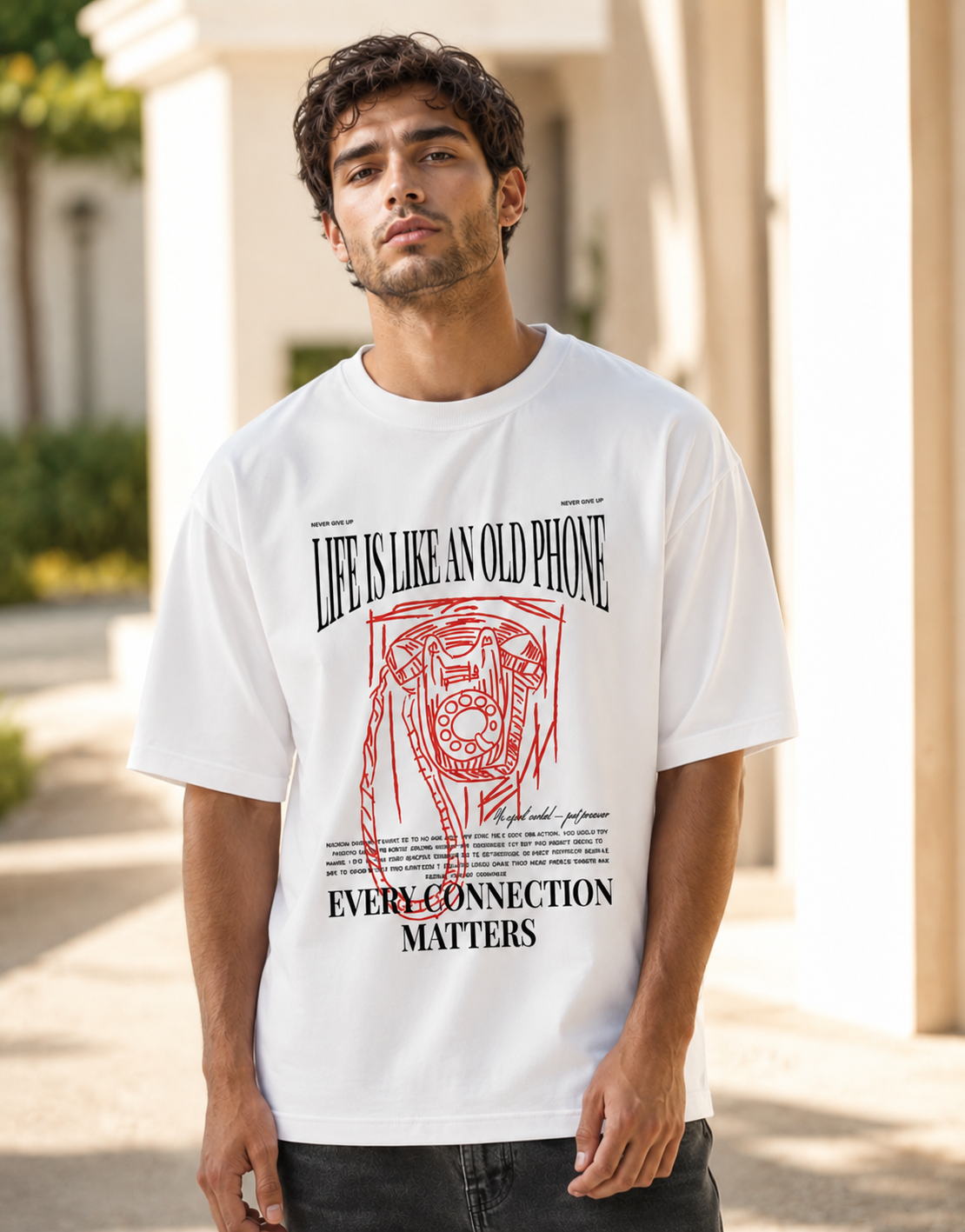 Life is like an Old Phone Unisex Oversized T-Shirt