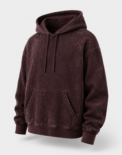 Maroon Unisex Acid Wash Hoodie