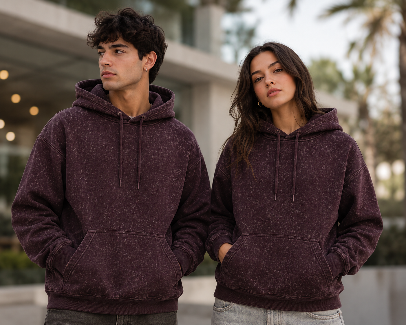 Maroon Unisex Acid Wash Hoodie