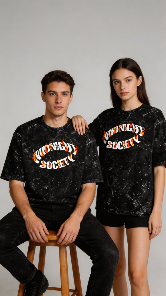 Midnight Society Unisex Acid Washed Oversized Tee