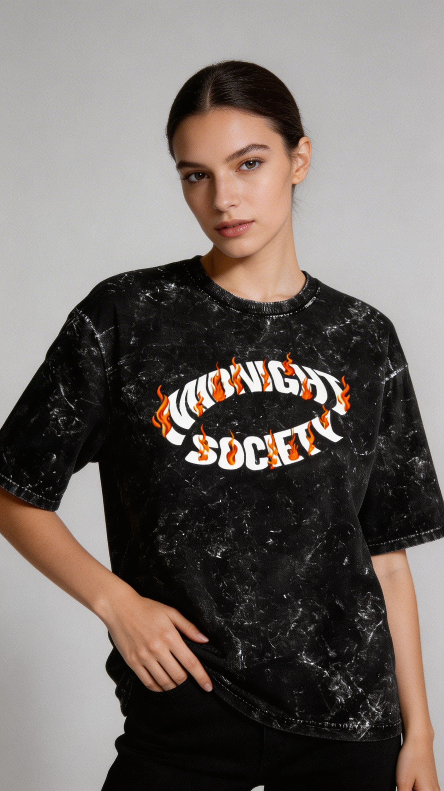 Midnight Society Unisex Acid Washed Oversized Tee