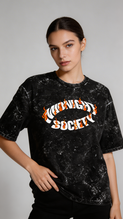 Midnight Society Unisex Acid Washed Oversized Tee