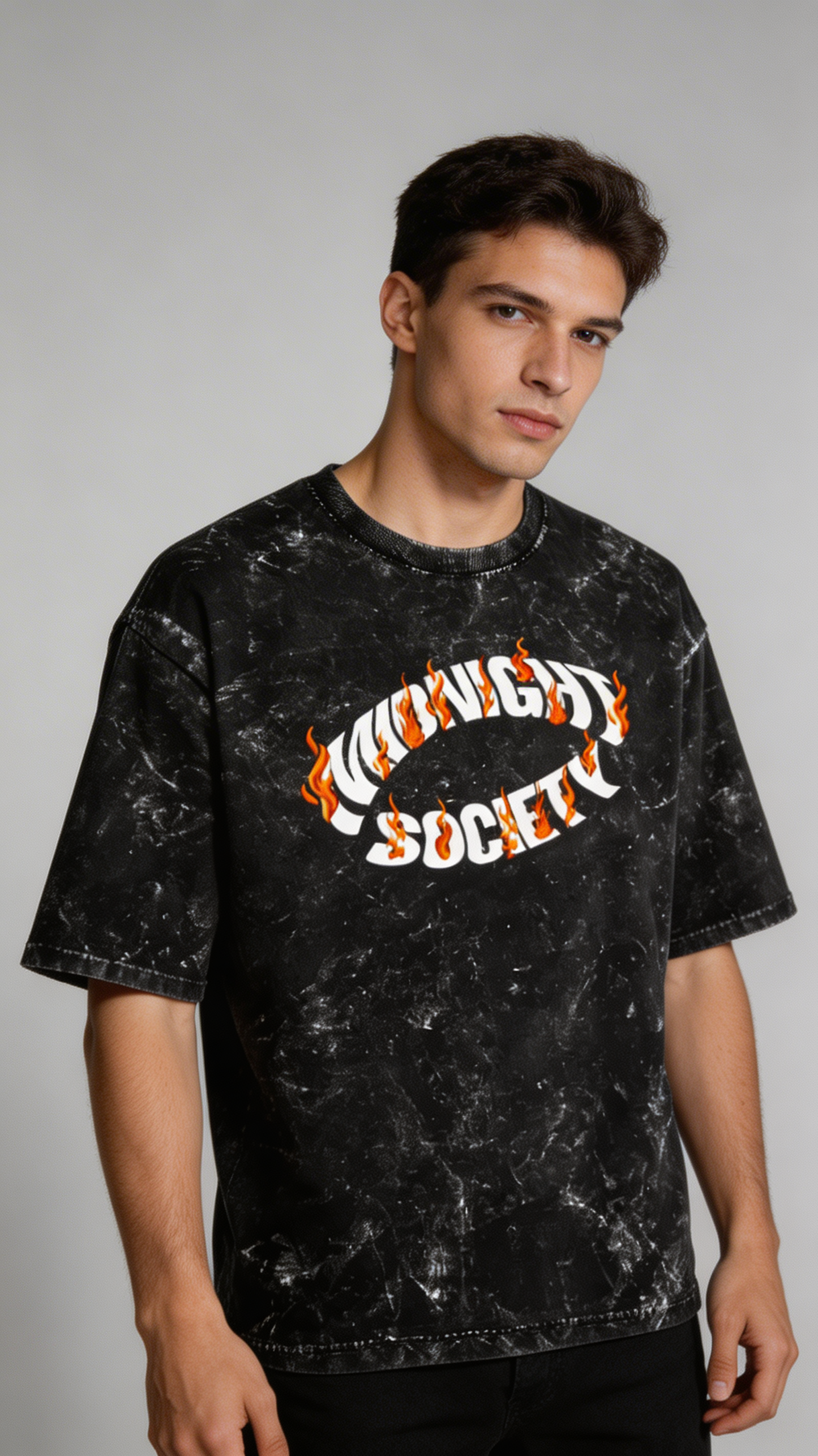 Midnight Society Unisex Acid Washed Oversized Tee