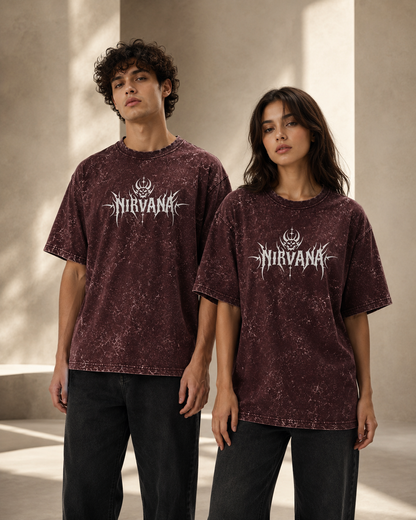 Nirvana Skull Sigil Unisex Acid Washed Oversized T-shirt