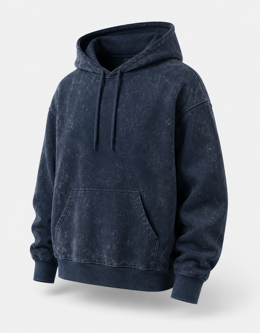 Navy Blue Unisex Acid Wash Hoodie