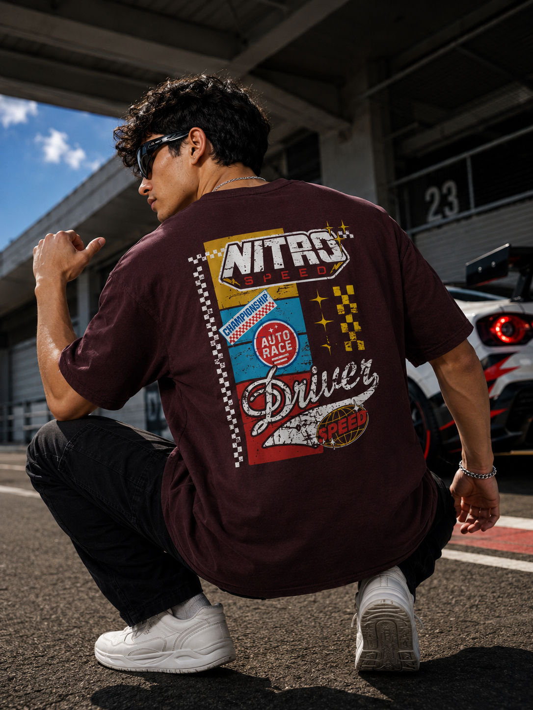 Nitro Speed Driver Oversized Racing Graphic T-Shirt