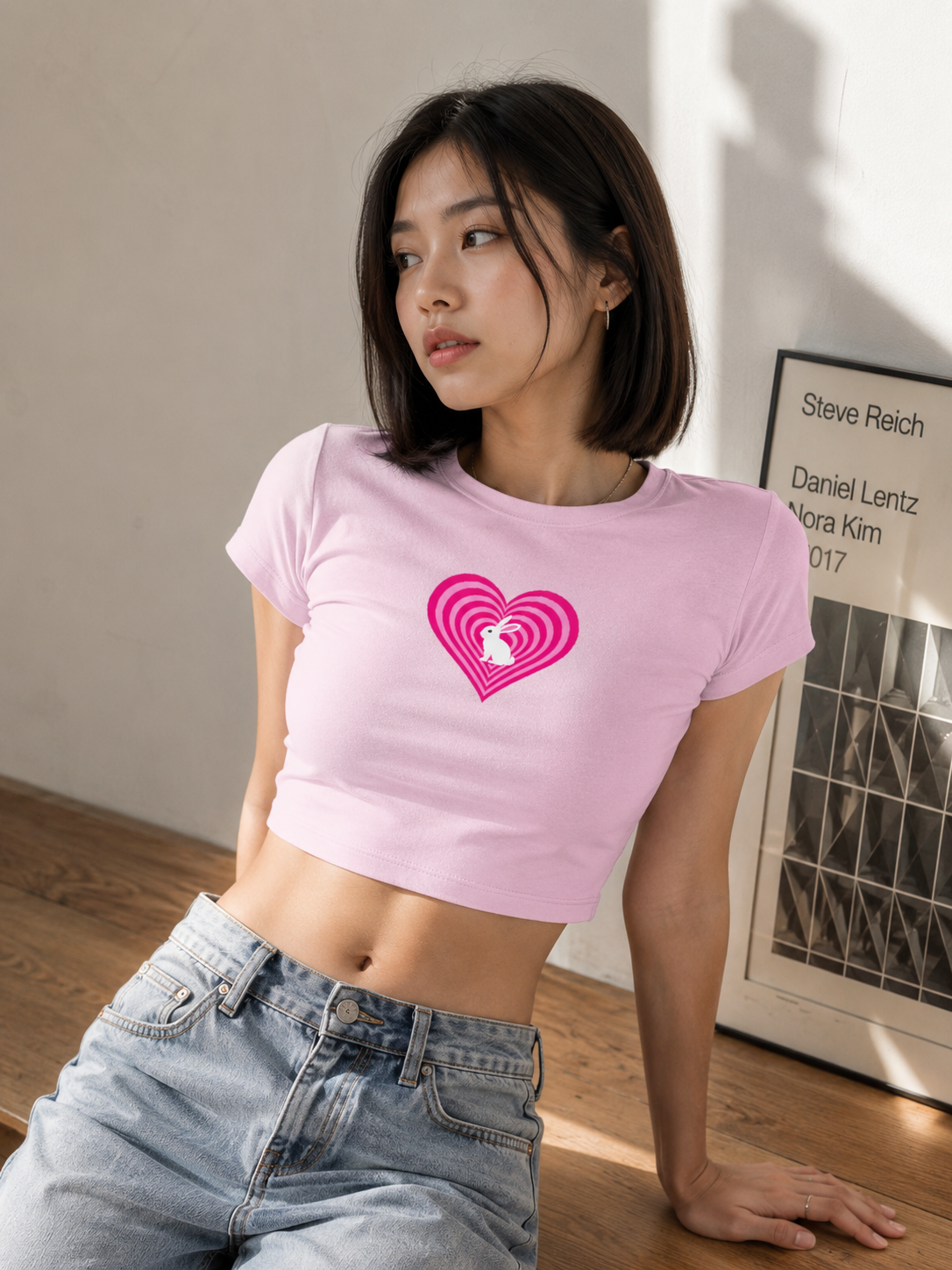Pink Heart and Bunny Baby Tee