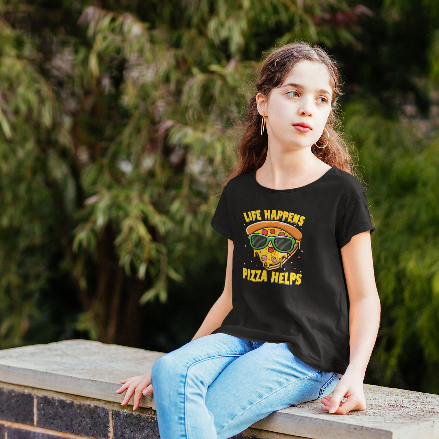 Life Happens Pizza Helps Girl's T-shirt